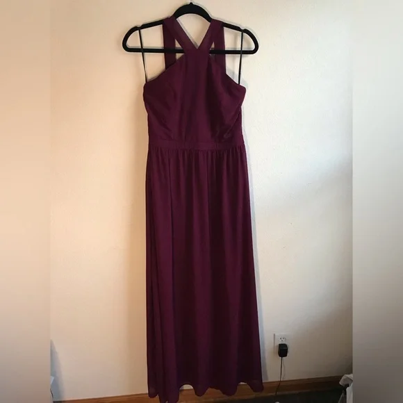 Lulu’s Air of Romance Burgundy High Neck Dress, Sz L, maroon bridesmaids dress - Picture 3 of 6
